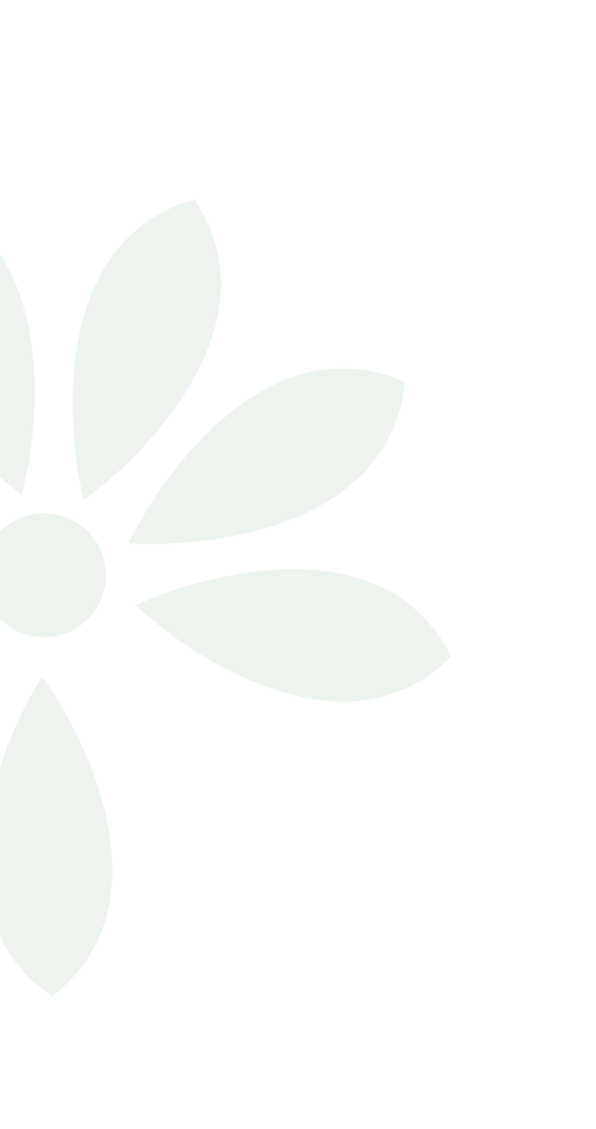 A simple graphic of a green flower with six oval petals and a circular center on a black background, partially cropped on the right side.