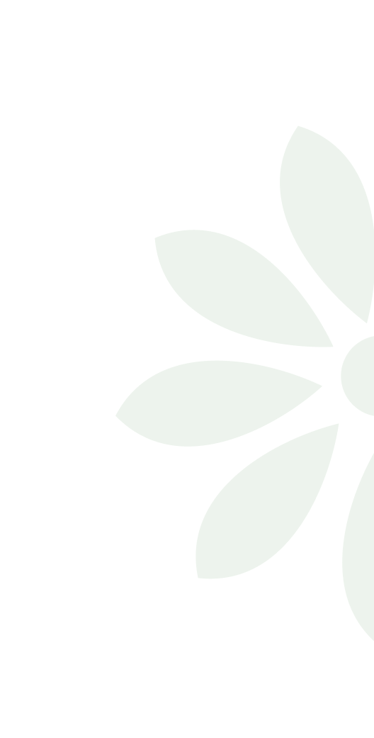 A black background with a partial green abstract flower or leaf design on the right side.